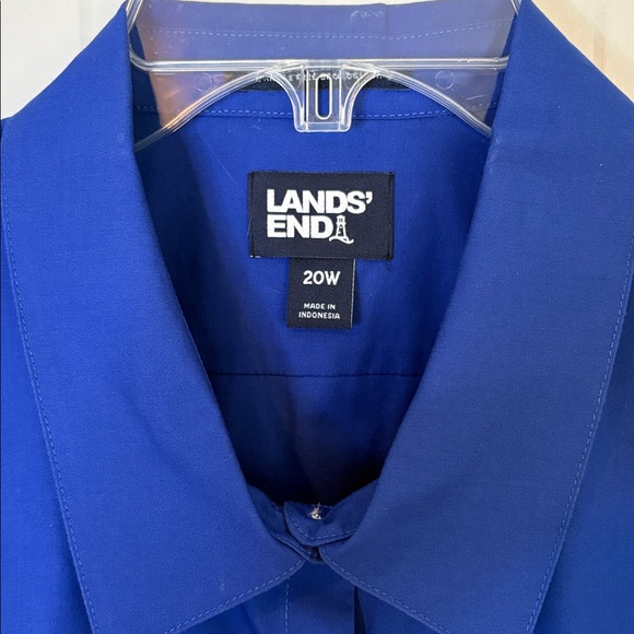 Lands' End Size 22 Wrinkle Free Broadcloth Women's Royal Blue Button-Down Shirt - Picture 2 of 9